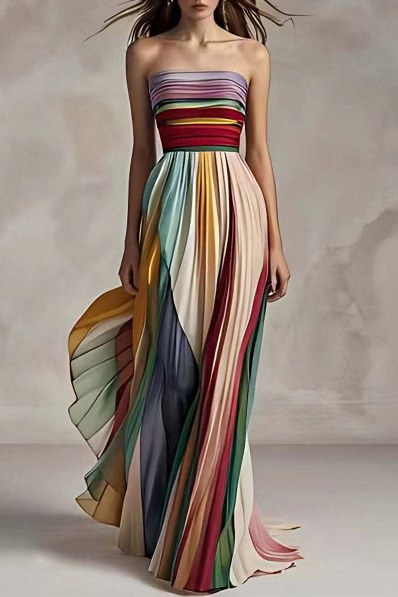 Hortensia® | Sexy color block pleated contrast strapless evening dresses