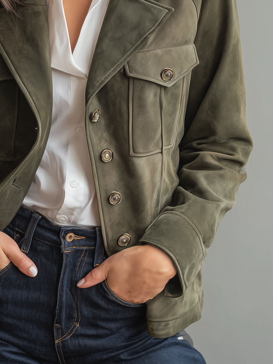 Vintage Pocket Eco-Suede Jacket