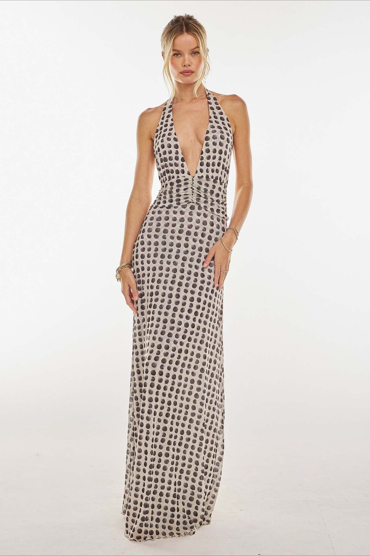 Floral Halter Neck Backless Bodycon Maxi Dress – Jane And Ruth