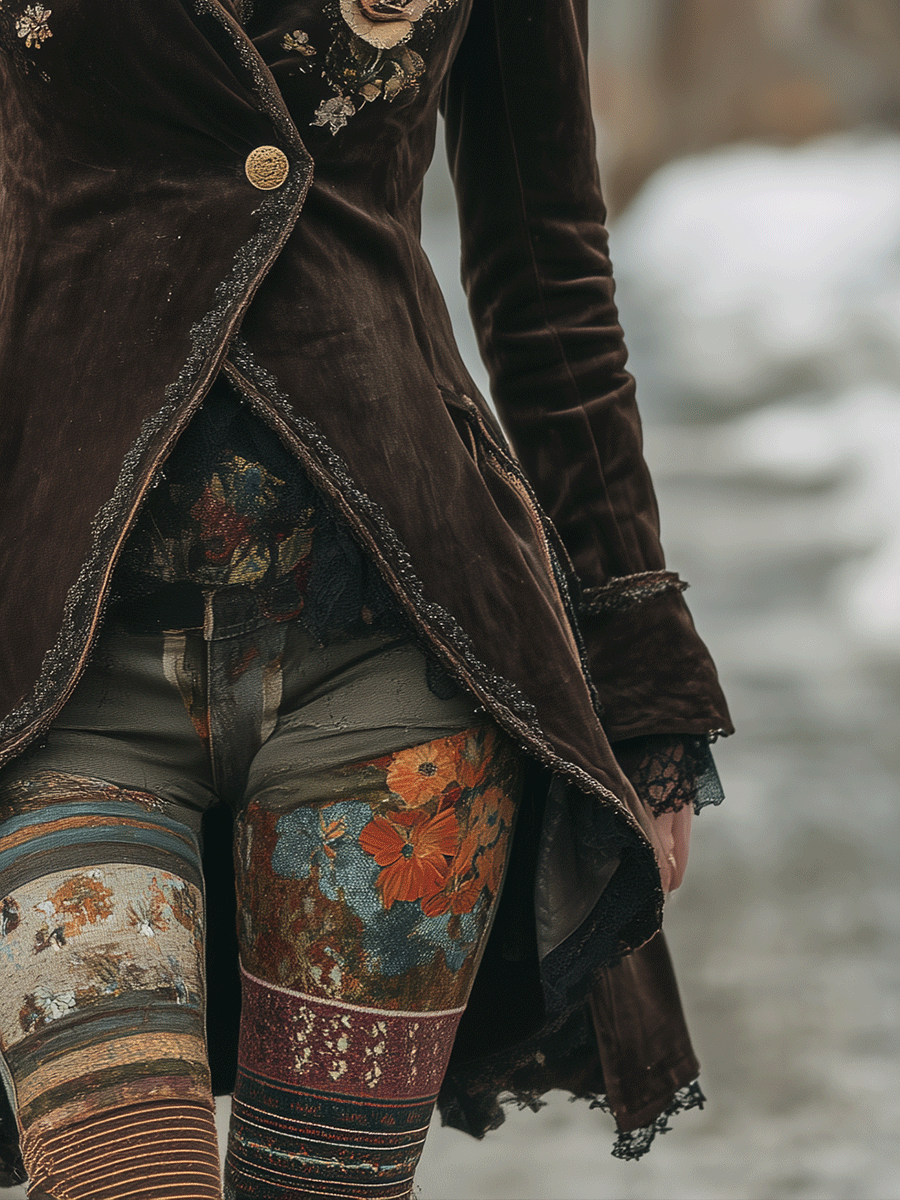 Bohemian Romance Brown Floral Embroidered Suede Jacket