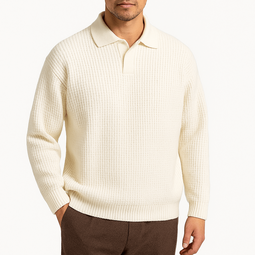 LUXEOUTFIT | Waffle Knit Polo Sweater