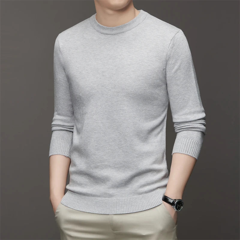 Men’s Pullover Sweater – Slim Fit – Fine Gauge Knit – Crew Neck – Ribbed Trim – Long Sleeve
