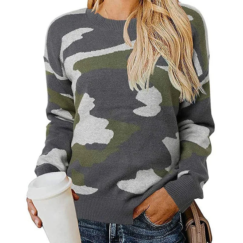 Nayara® | Camouflage leopard print knit sweater