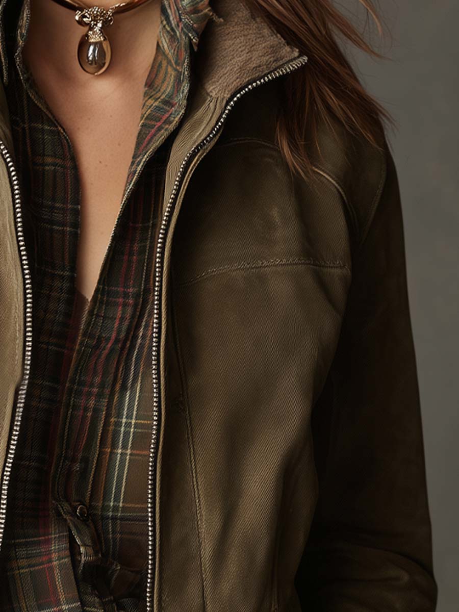 Vintage Olive Suede Cropped Jacket