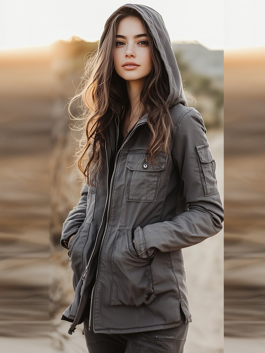 (clearance)Vintage Casual Windproof Multi-pocket Work Jacket
