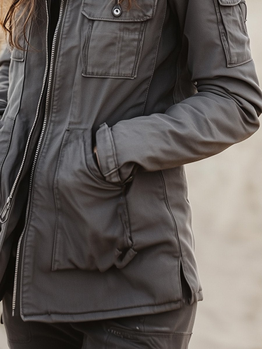 (clearance)Vintage Casual Windproof Multi-pocket Work Jacket