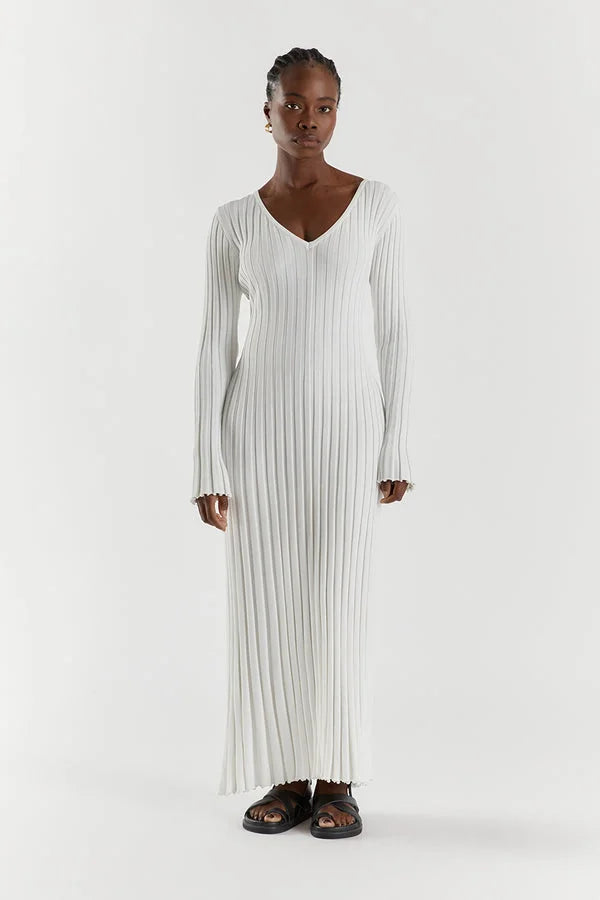 Luisa® | Knitted Midi Dress With V-Neck And Sleeves