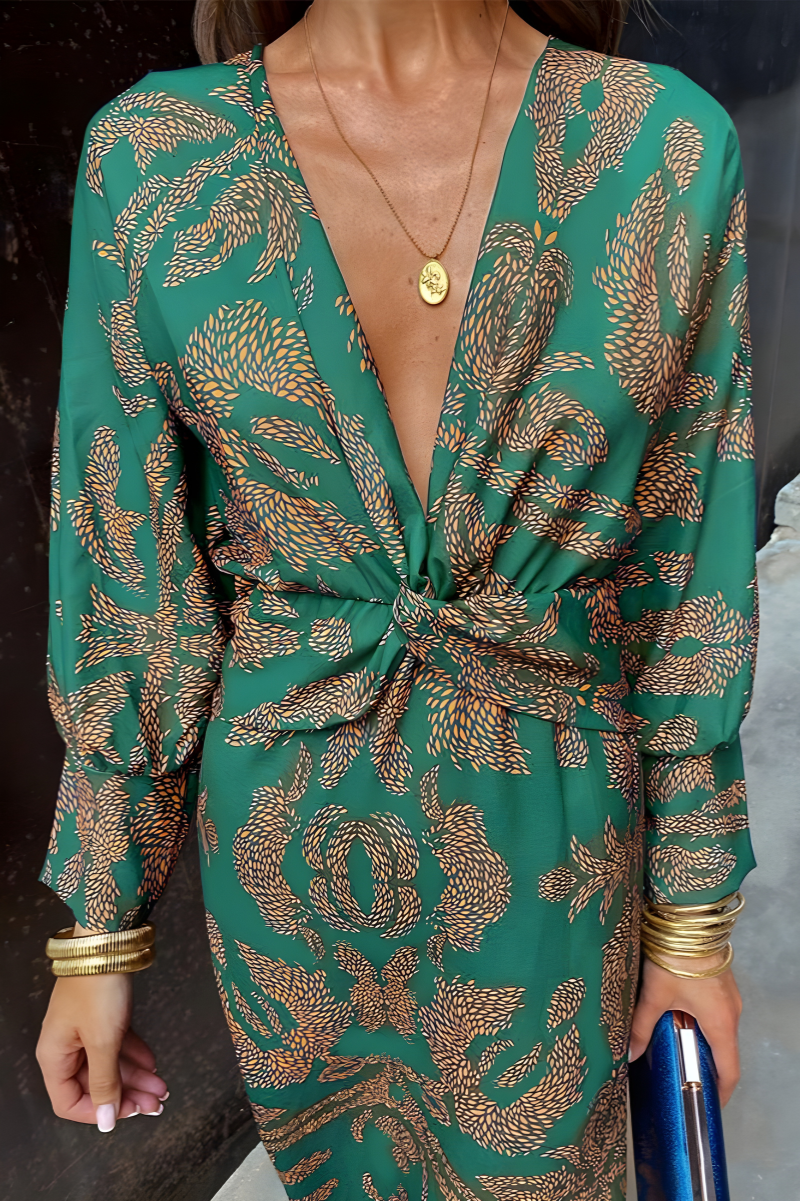 Carolina® | Dress knot V-neck maxi dress