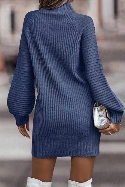 Zara | Casual solid patchwork dresses with turtleneck and one tier skirt