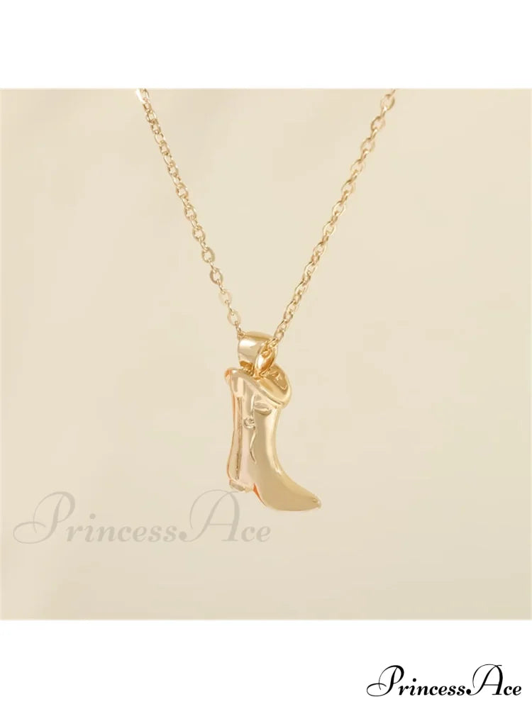 1pc Retro Punk Style Western Cowboy Boot Shaped Pendant Necklace,
