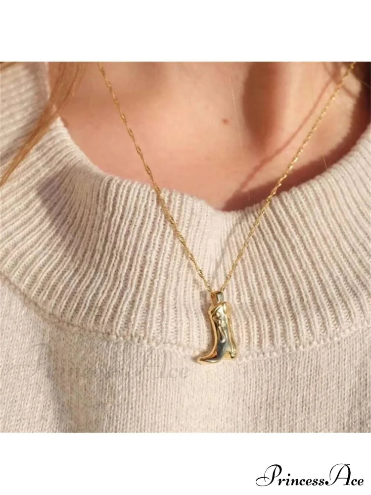 1pc Retro Punk Style Western Cowboy Boot Shaped Pendant Necklace,