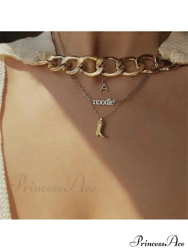 1pc Retro Punk Style Western Cowboy Boot Shaped Pendant Necklace,