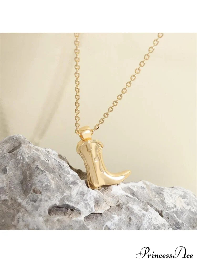 1pc Retro Punk Style Western Cowboy Boot Shaped Pendant Necklace,