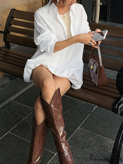 2 In 1 Trendy Oversized Button Down Shirt