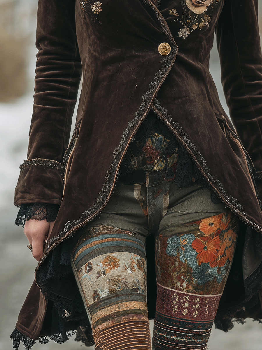 Bohemian Romance Brown Floral Embroidered Suede Jacket