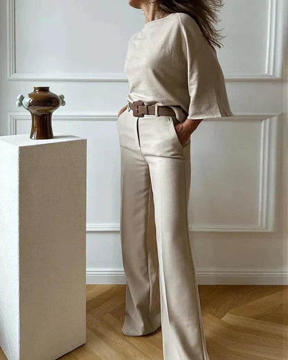 Flavia® | Long sleeve blouse and pants set for women