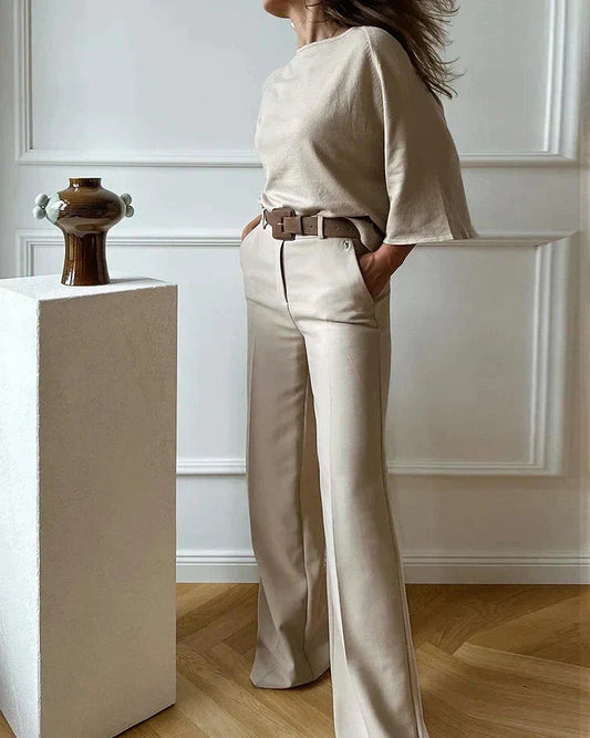 Flavia® | Long sleeve blouse and pants set for women