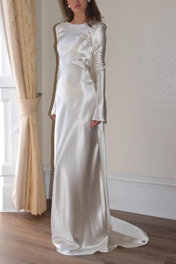 Robyn® | Pearl Eden maxi dress with an open cowl neckline and satin back