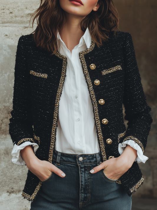 Vintage Chanel-style Contrast-trimmed Jacket