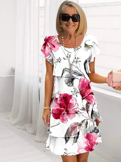 Paulina® | Pleated Floral Print Ruched Dress