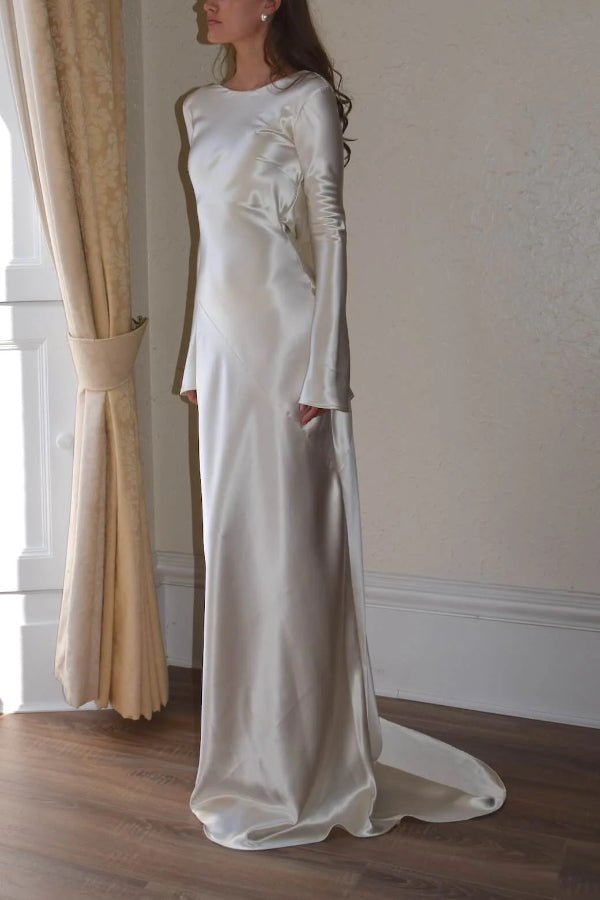 Robyn® | Pearl Eden maxi dress with an open cowl neckline and satin back