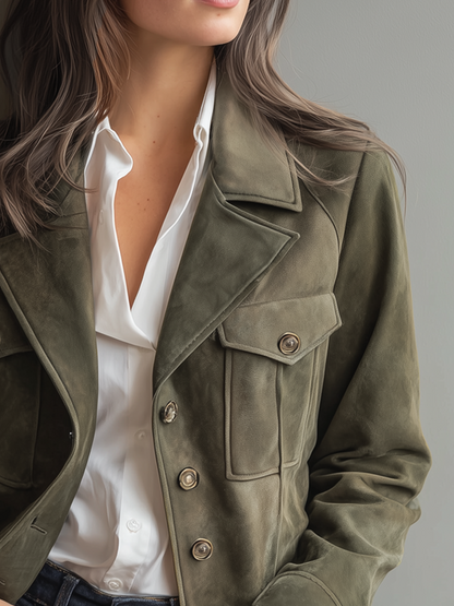 Vintage Pocket Eco-Suede Jacket