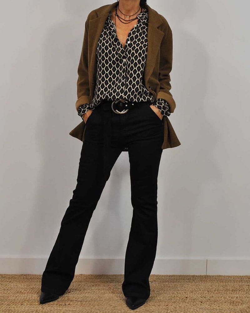 Jacqueline® | Casual midi shirt with a V-neck