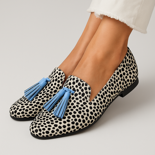 CAMILLA – PLAYFUL CHARM POLKA TASSEL LOAFERS