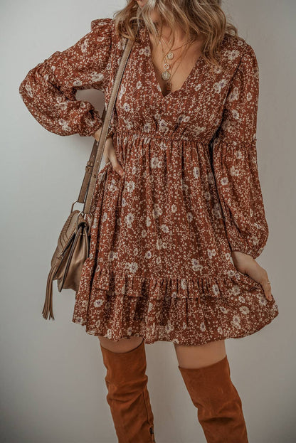 Floral Boho Mini Dress for Women