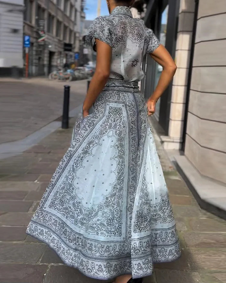 Scarlett® | Impera printed blouse and falda set