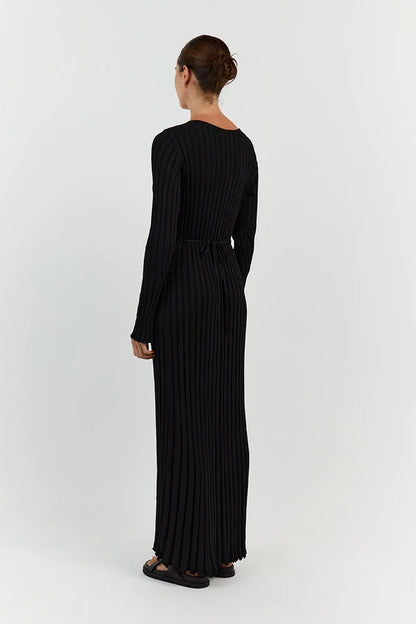 Luisa® | Knitted Midi Dress With V-Neck And Sleeves
