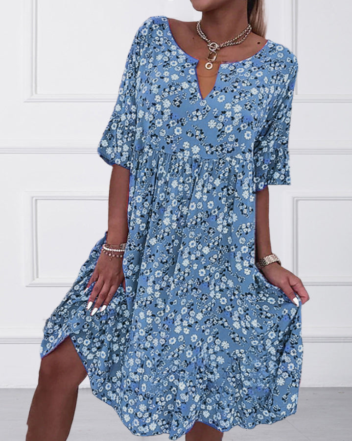 Victoria® | Elegant Half-Sleeved Dress Made Of Floral Cotton Material