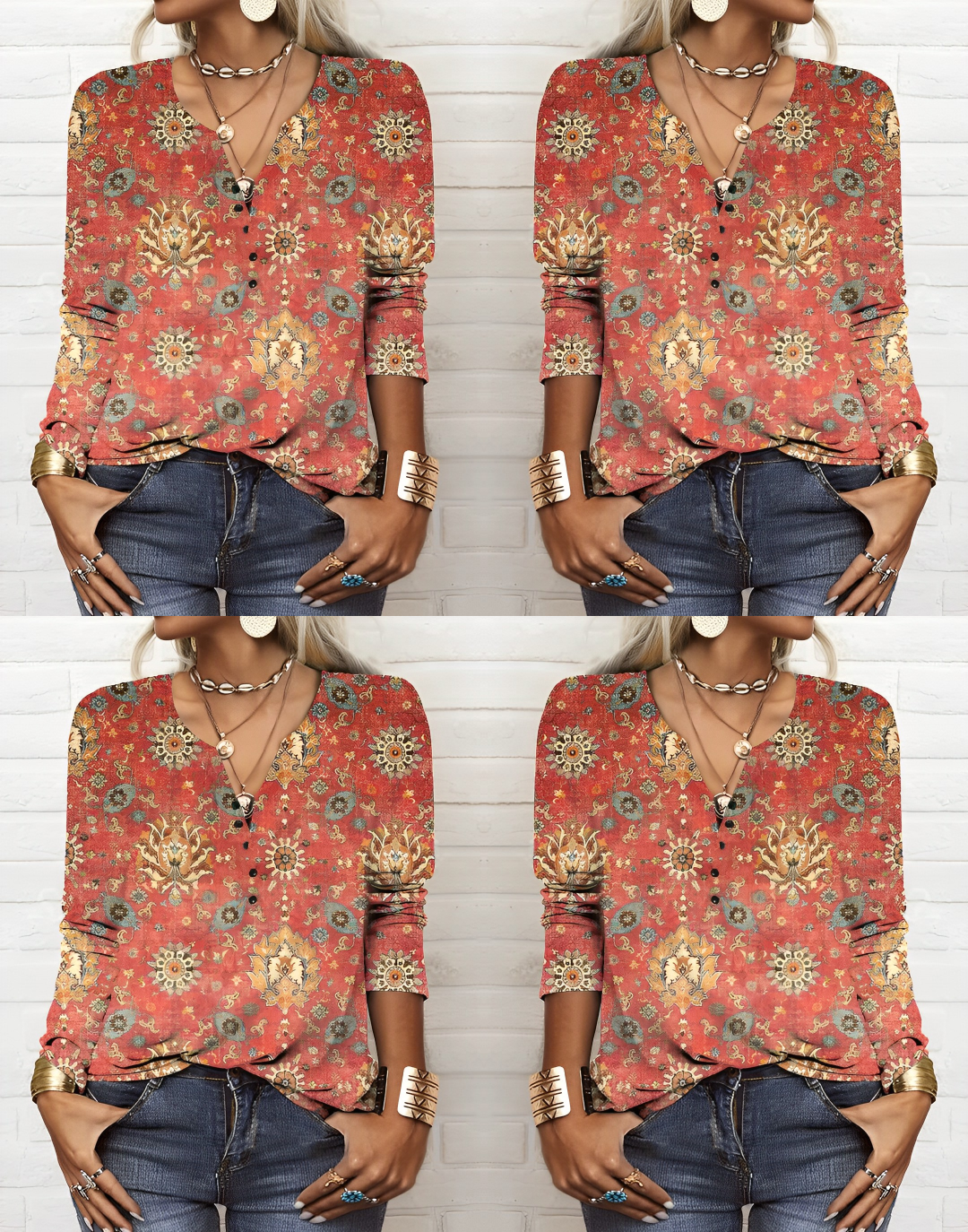 Abigail® | Printed Ethnic Style Blouse