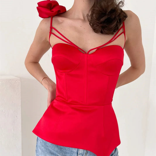 3D Floral Tassel Crop Top