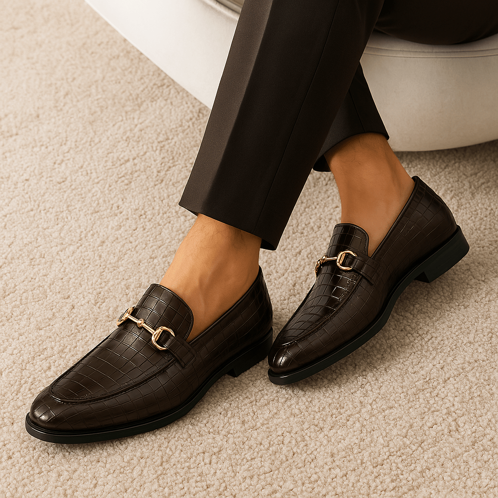 LUXEOUTFIT | Alligator Embossed Statement Loafers