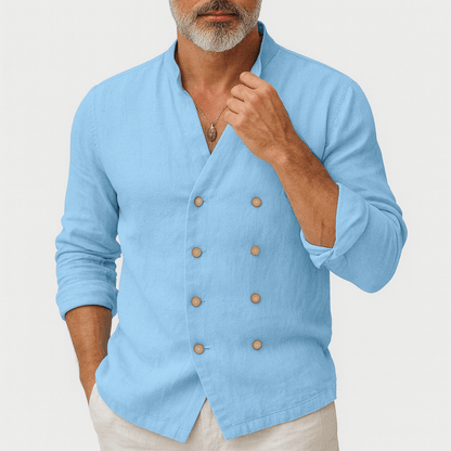 LUXEOUTFIT | Linen Double-Breasted Shirt