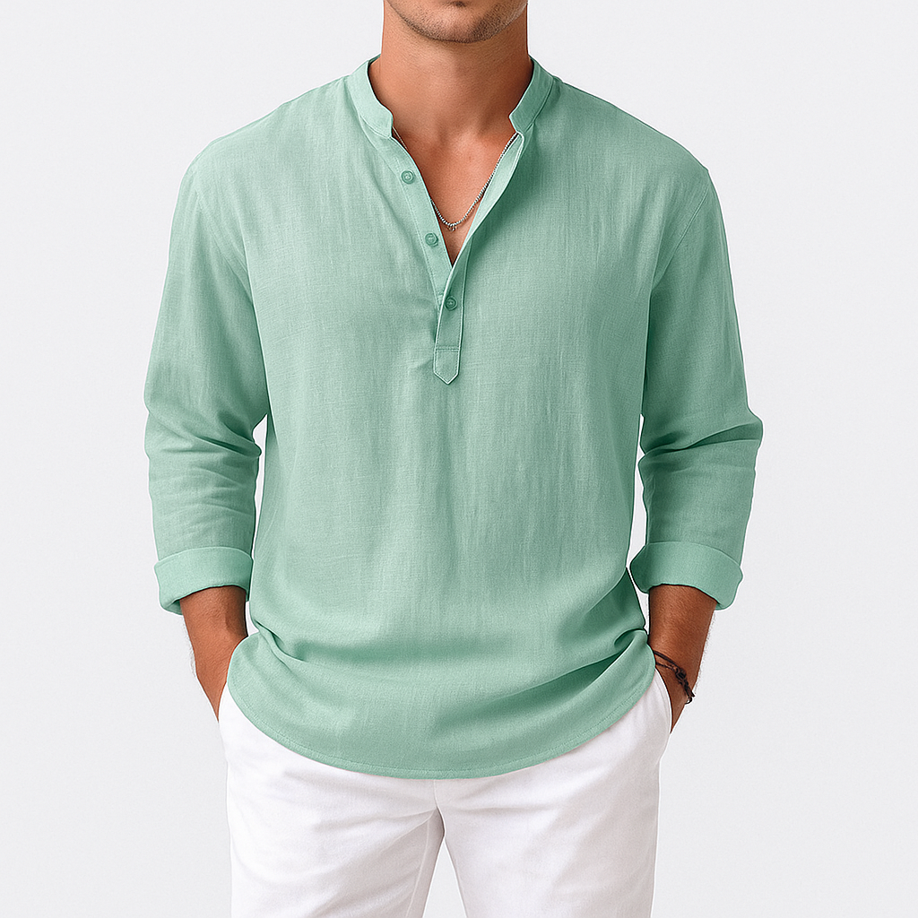 LUXEOUTFIT | Linen Henley Shirt