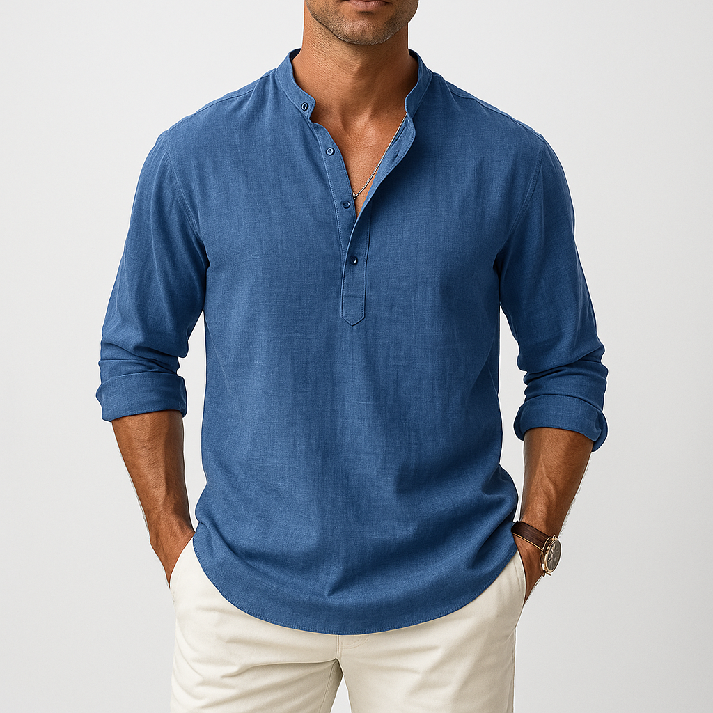 LUXEOUTFIT | Linen Henley Shirt
