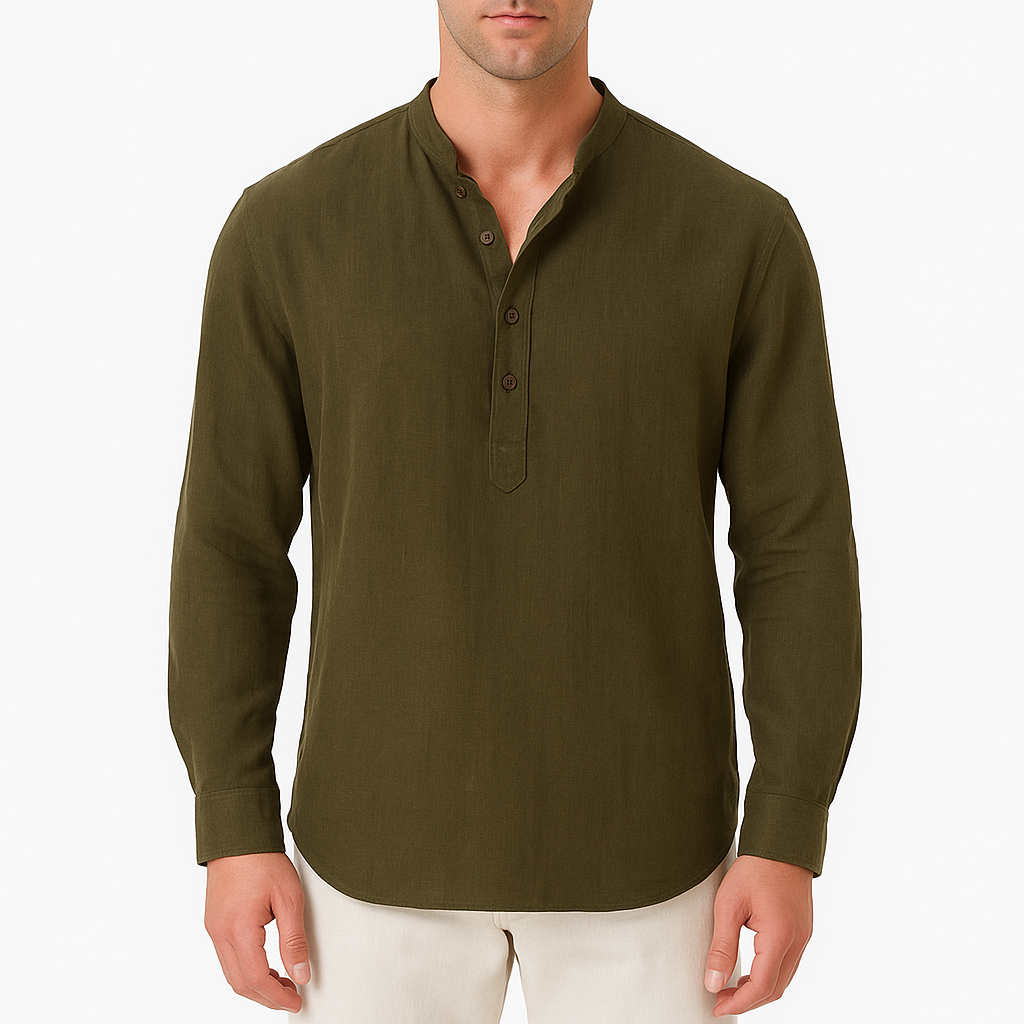 LUXEOUTFIT | Linen Henley Shirt
