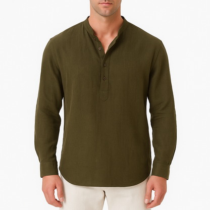 LUXEOUTFIT | Linen Henley Shirt