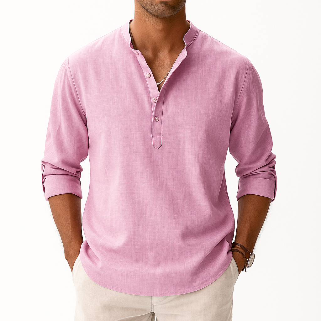 LUXEOUTFIT | Linen Henley Shirt