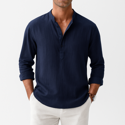 LUXEOUTFIT | Linen Henley Shirt