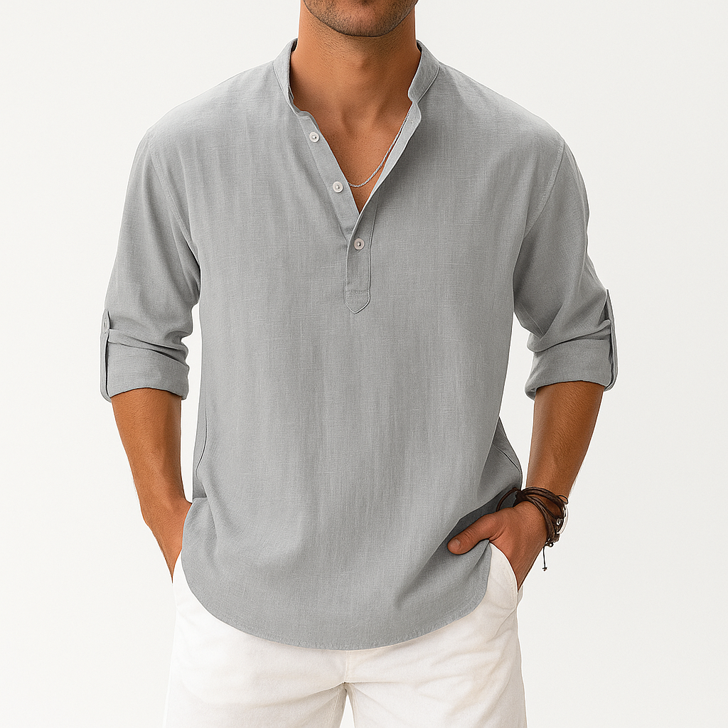LUXEOUTFIT | Linen Henley Shirt