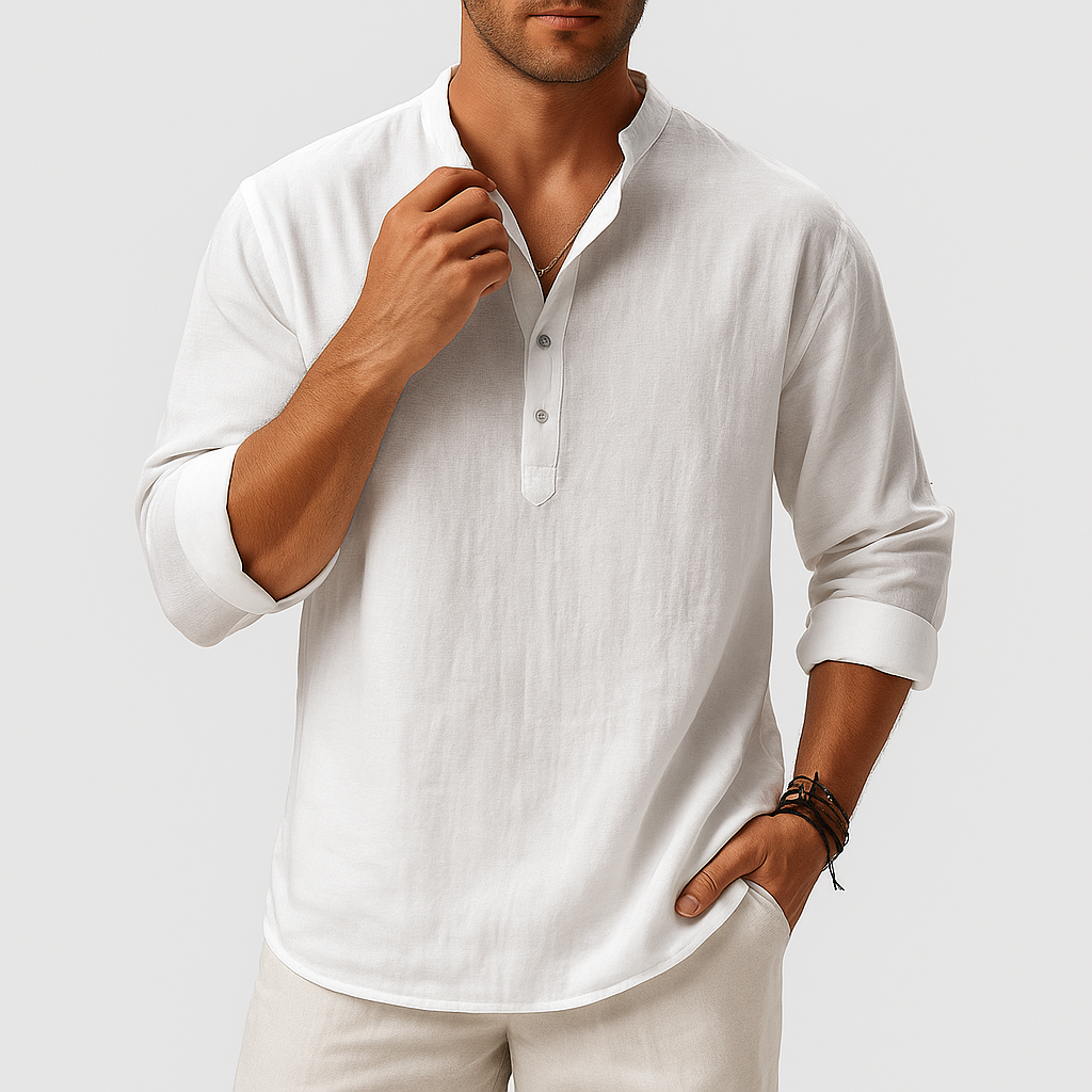 LUXEOUTFIT | Linen Henley Shirt