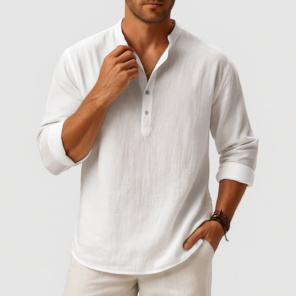 LUXEOUTFIT | Linen Henley Shirt