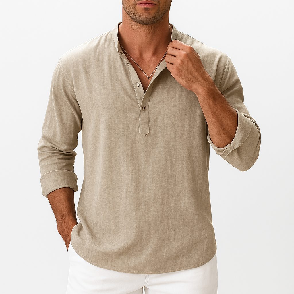 LUXEOUTFIT | Linen Henley Shirt