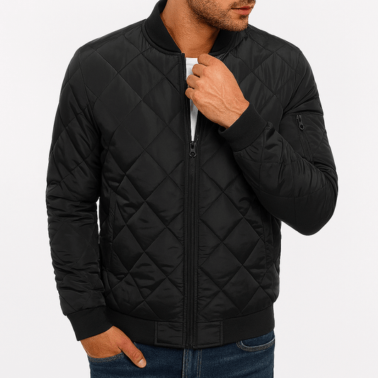 LUXEOUTFIT | Quilted Diamond Bomber Jacket