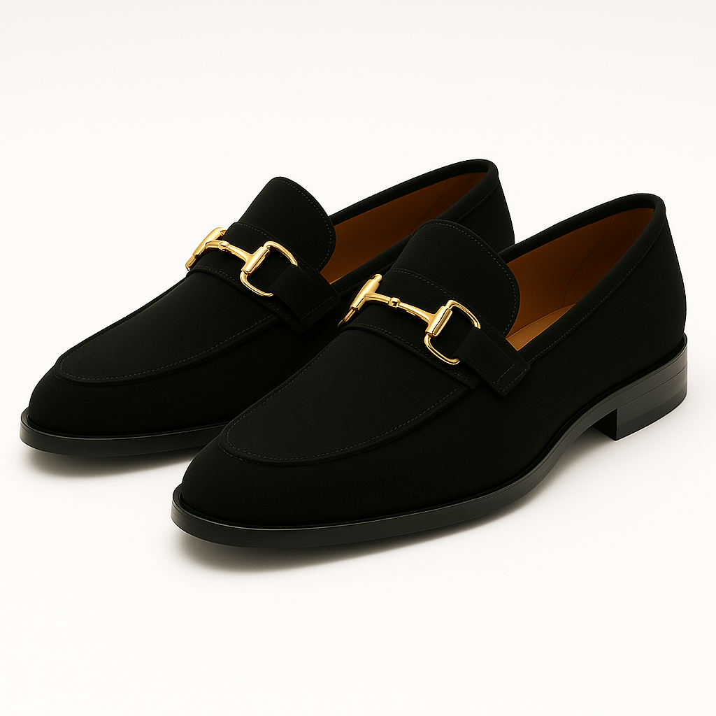 LUXEOUTFIT | Sculpted Suede Horsebit Loafers
