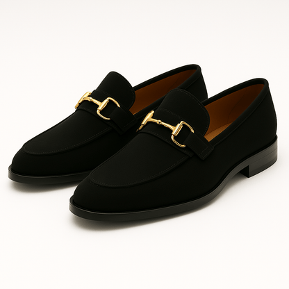LUXEOUTFIT | Sculpted Suede Horsebit Loafers