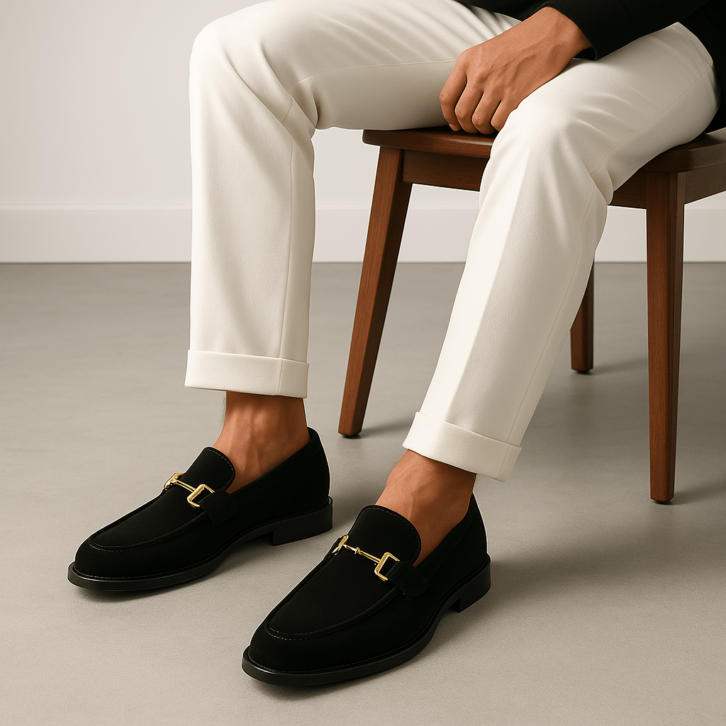 LUXEOUTFIT | Sculpted Suede Horsebit Loafers